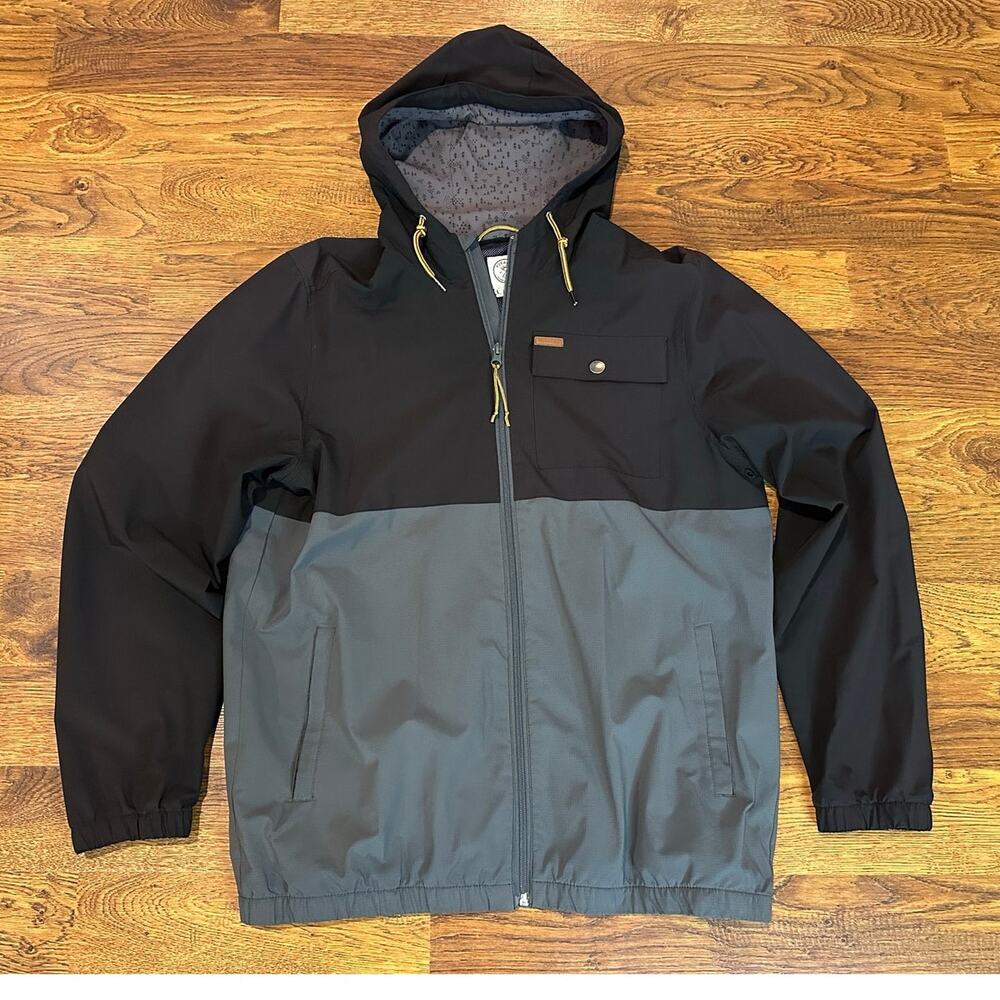 Voyager Men's Windwear Color Block Full Zip Lightweight Jacket Black Gray Large